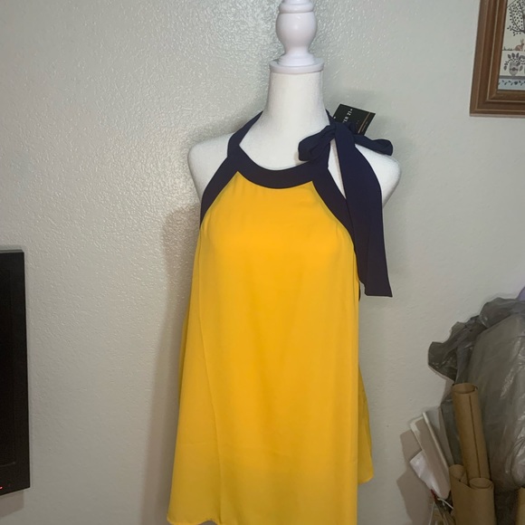 Plus size 2X side neck tie, muscle look; yellow and navy blue, Forever 21. NWT - Picture 6 of 8